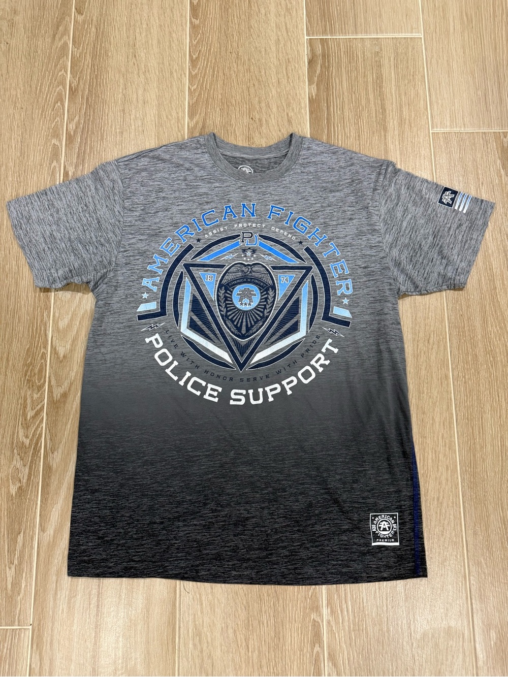 American Fighter Men's Grey & Black 'Police Support' 2XL Athletic MMA